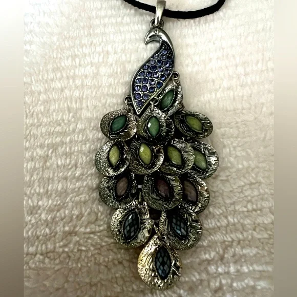 Rare Vintage Peacock Silver Necklace - Picture 6 of 6